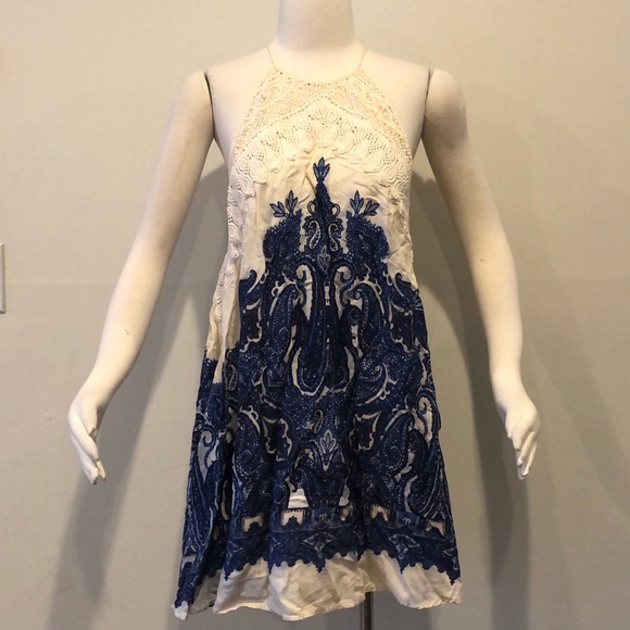 Free People Paisley Crochet Mini Sundress NWOT - Picture 5 of 8